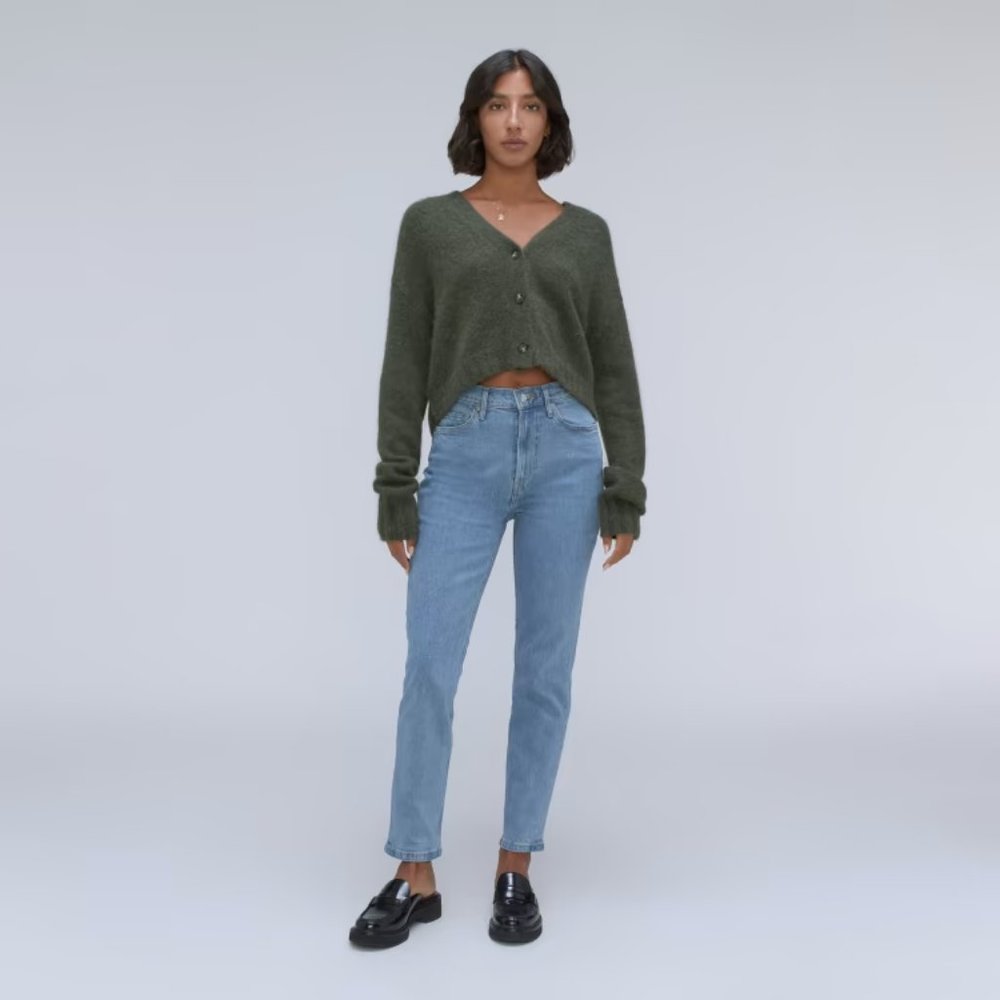 Everlane Curvy Cheeky Jean Cropped Stone-Washed Sky Size 25